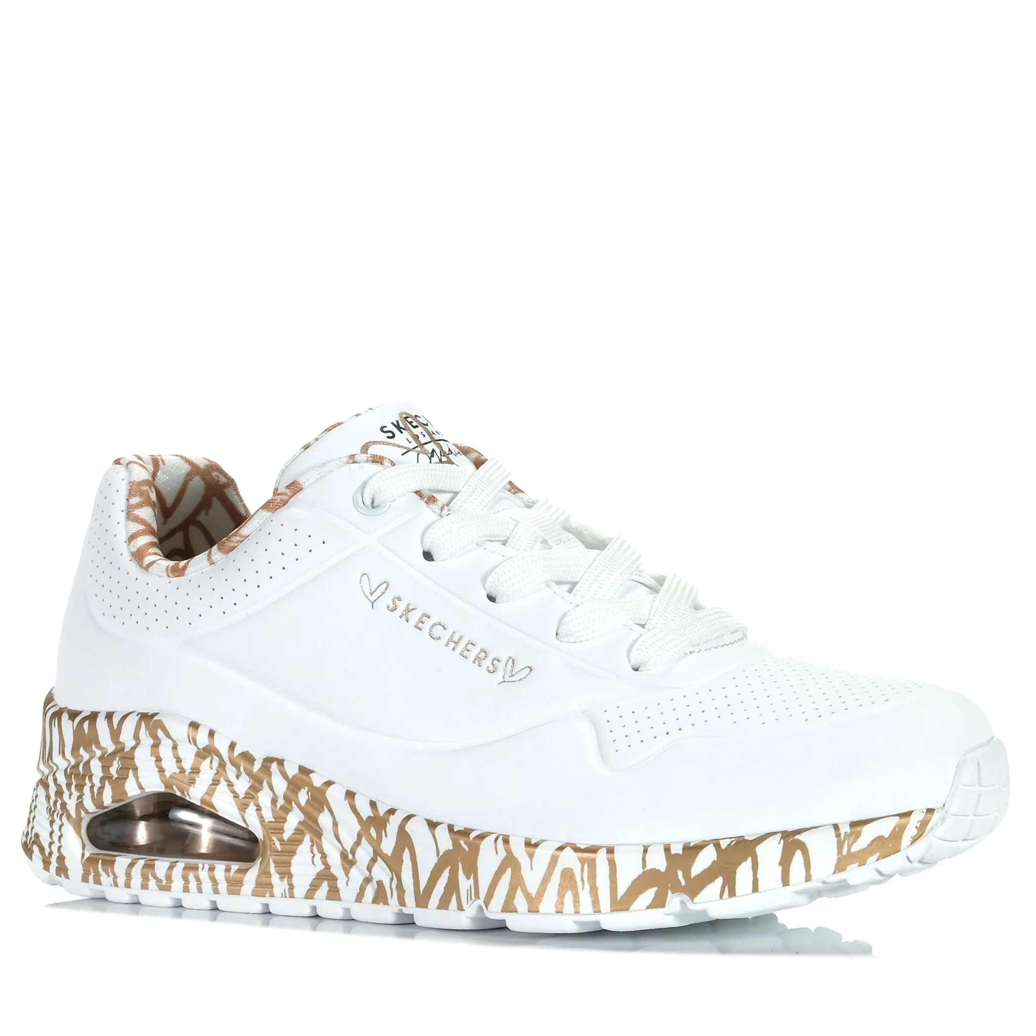 Skechers x JGoldcrown: Uno - Loving Love 155506 White/Rose Gold